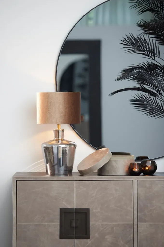 Light en Living Lampvoet Ø25x35 cm MYLES smoke glas+antiek brons