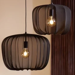 Light en Living Light & Living Hanglamp PLUMERIA zwart - Ø50x37,5 cm