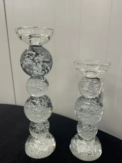 Light en Living Light & Living Kaarsenhouder ITINGA - Glas met Bubbelstructuur - Helder - Ø9,5x34 cm