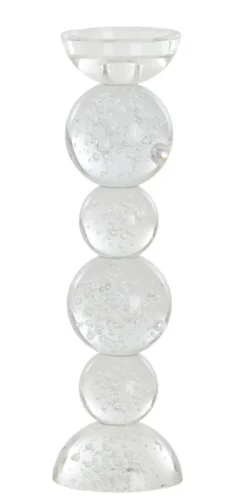 Light en Living Light & Living Kaarsenhouder ITINGA - Glas met Bubbelstructuur - Helder - Ø9,5x34 cm