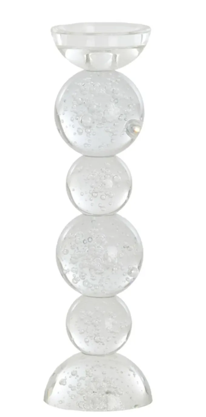 Light en Living Light & Living Kaarsenhouder ITINGA - Glas met Bubbelstructuur - Helder - Ø9,5x34 cm