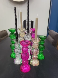 Light en Living Light & Living Kaarsenhouder ITINGA - Glas met Bubbelstructuur - Helder - Ø9,5x34 cm