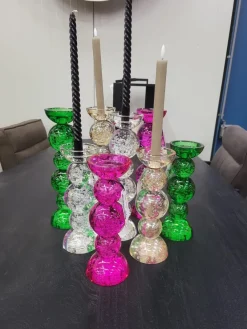 Light en Living Light & Living Kaarsenhouder ITINGA - Glas met Bubbelstructuur - Helder - Ø9,5x34 cm
