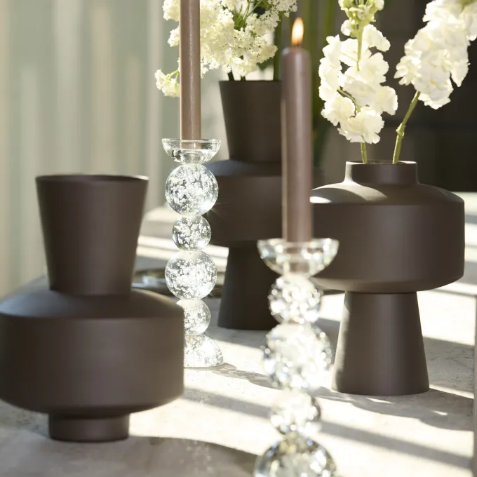 Light en Living Light & Living Kaarsenhouder ITINGA - Glas met Bubbelstructuur - Helder - Ø9,5x34 cm