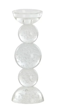 Light en Living Light & Living Kaarsenhouder ITINGA - Glas met Bubbelmotief - Helder - Ø10x26,5 cm