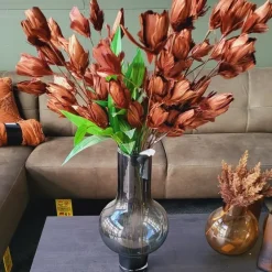 Light en Living Ornament 6 bloemen 90 cm TULIP koper