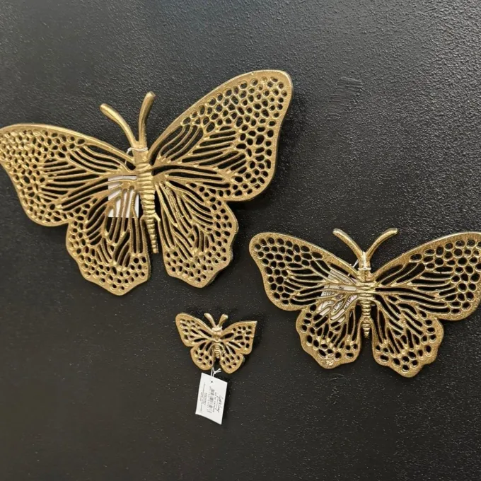 Light en Living Ornament BUTTERFLY set van 3 glanzend goud