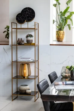 Light en Living Ornament op voet GOUYA 25x10x35 cm - Zwart Agaat & Antiek Brons