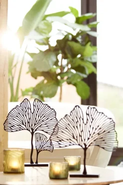 Light en Living Ornament op voet 36x6x39 cm LEAF mat zwart