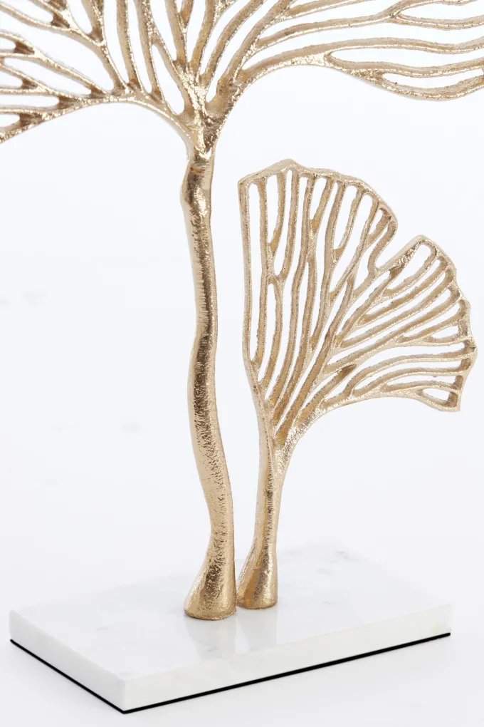 Light en Living Ornament op voet 36x10x48 cm LEAF goud+marmer wit
