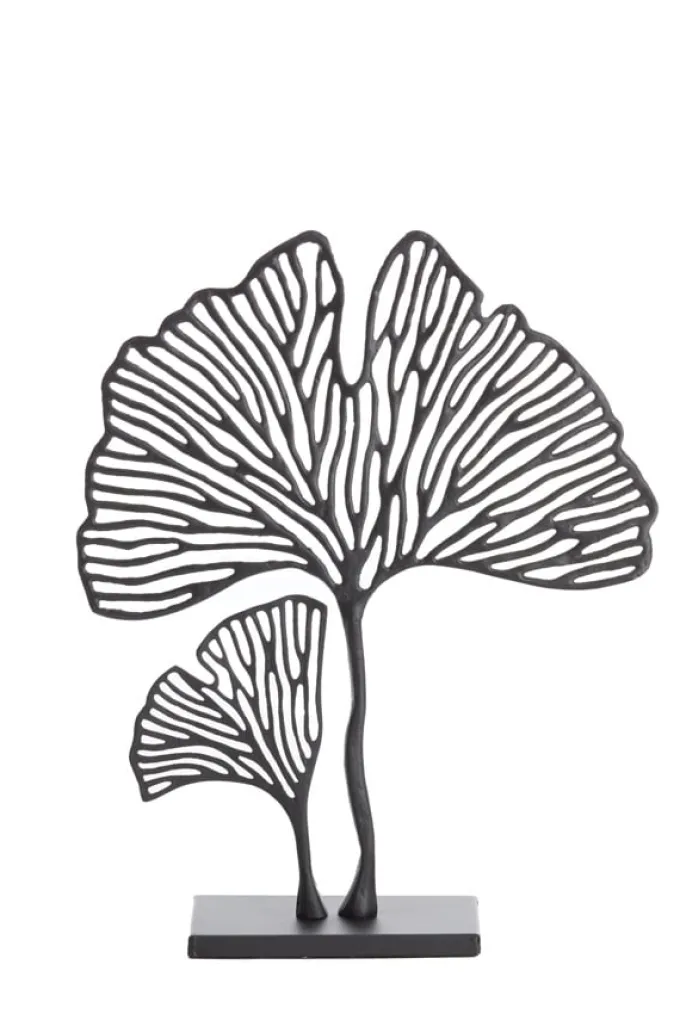 Light en Living Ornament op voet 36x10x48 cm LEAF mat zwart