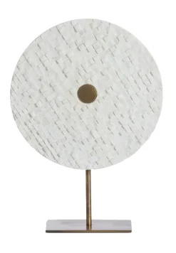 Light en Living Ornament op voet 35x12x50 cm YVO marmer wit+antiek brons