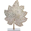 Light en Living Ornament op voet 28x8x35 cm LEAF goud+marmer wit