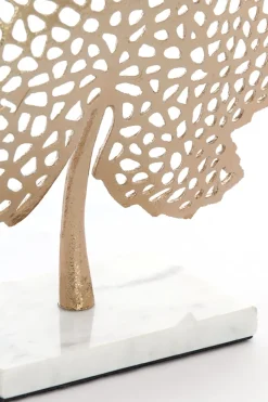 Light en Living Ornament op voet 28x8x35 cm LEAF goud+marmer wit