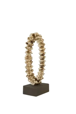 Light en Living Ornament op voet 10x22x40 cm RING creme bruin + bruin