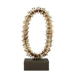 Light en Living Ornament op voet 10x22x40 cm RING creme bruin + bruin