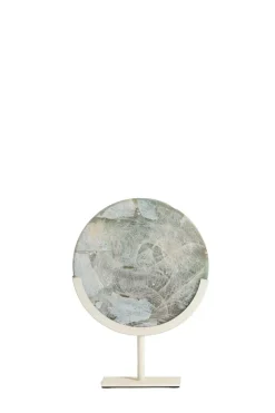 Light en Living Ornament op voet 25x10x35 cm GOUYA - Groen agaat en crème