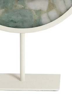 Light en Living Ornament op voet 25x10x35 cm GOUYA - Groen agaat en crème