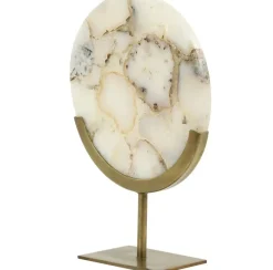 Light en Living Ornament op voet 25x11x35 cm GOUYA wit agaat en antiek brons