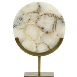 Light en Living Ornament op voet 25x11x35 cm GOUYA wit agaat en antiek brons