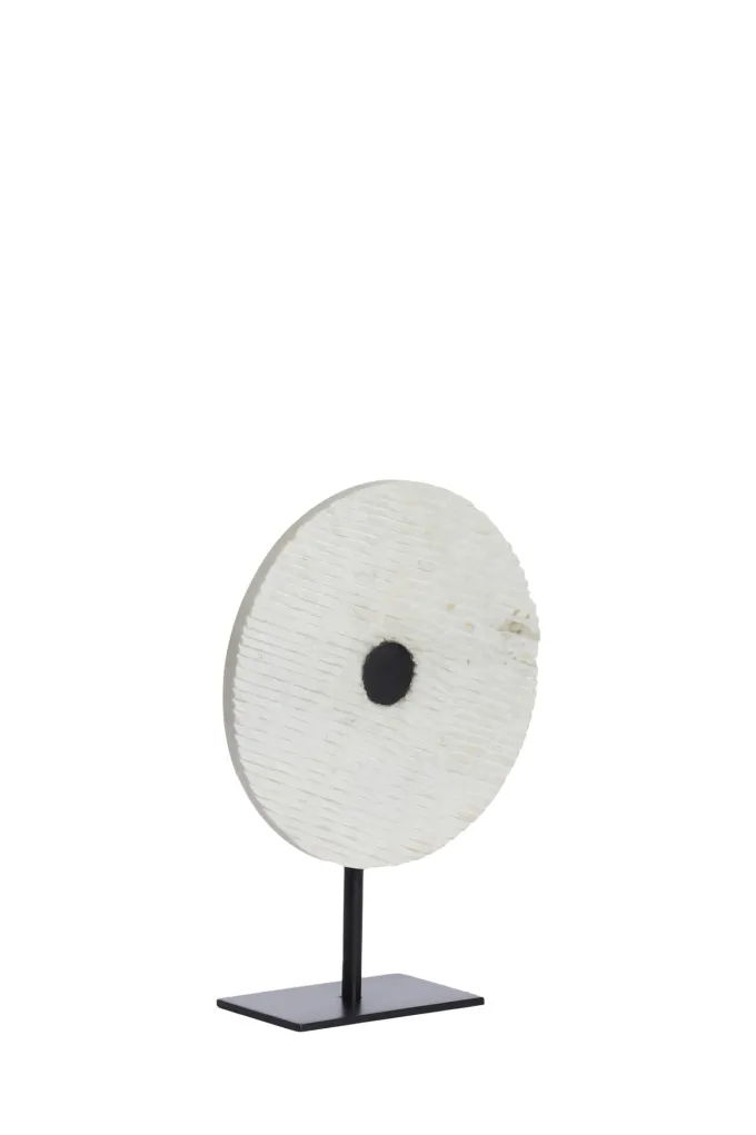 Light en Living Ornament op voet 35x12x50 cm YFKE marmer wit+mat zwart
