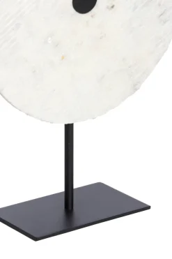 Light en Living Ornament op voet 35x12x50 cm YFKE marmer wit+mat zwart