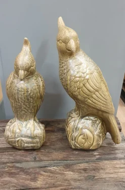 Light en Living Ornament Vogel Papegaai 12x11x28,5 cm Glanzend Olijfgroen