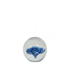 Light en Living Ornament Ø8,5x8,5 cm FLOWER glas blauw