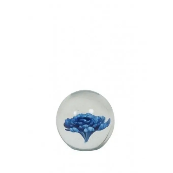 Light en Living Ornament Ø8,5x8,5 cm FLOWER glas blauw