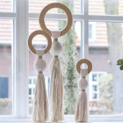 Light en Living Ornament Ø14X62 cm Yaviza creme+Raffia Natural