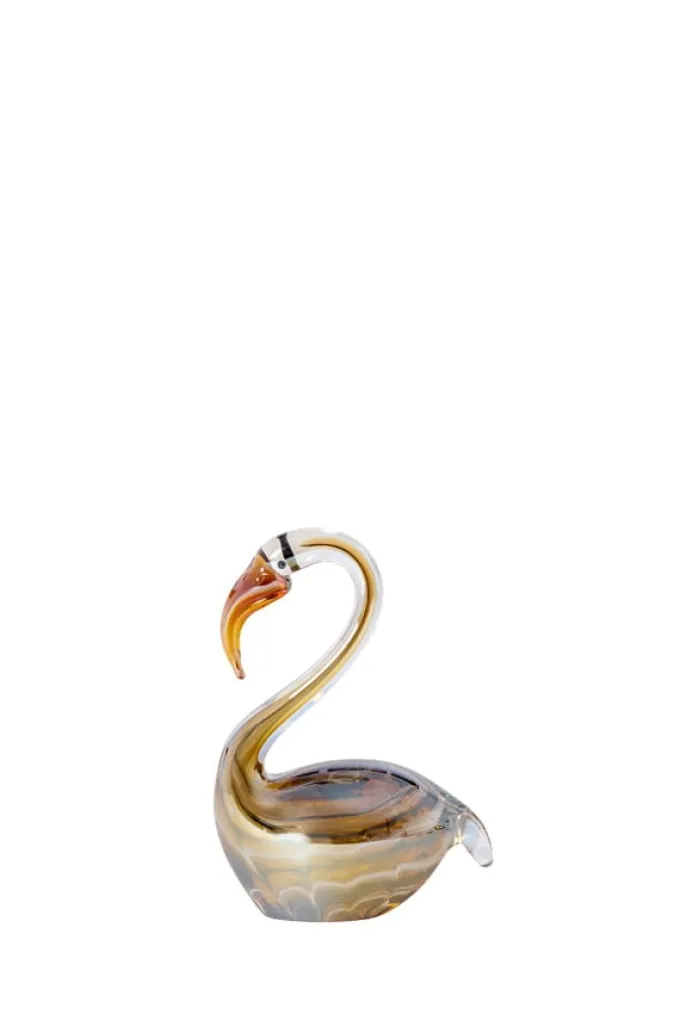 Light en Living Ornament 12x7x17 cm SWAN glas bruin+crème