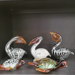 Light en Living Ornament 14,5x8x15,5 cm PELICAN glas wit+zwart marmer print