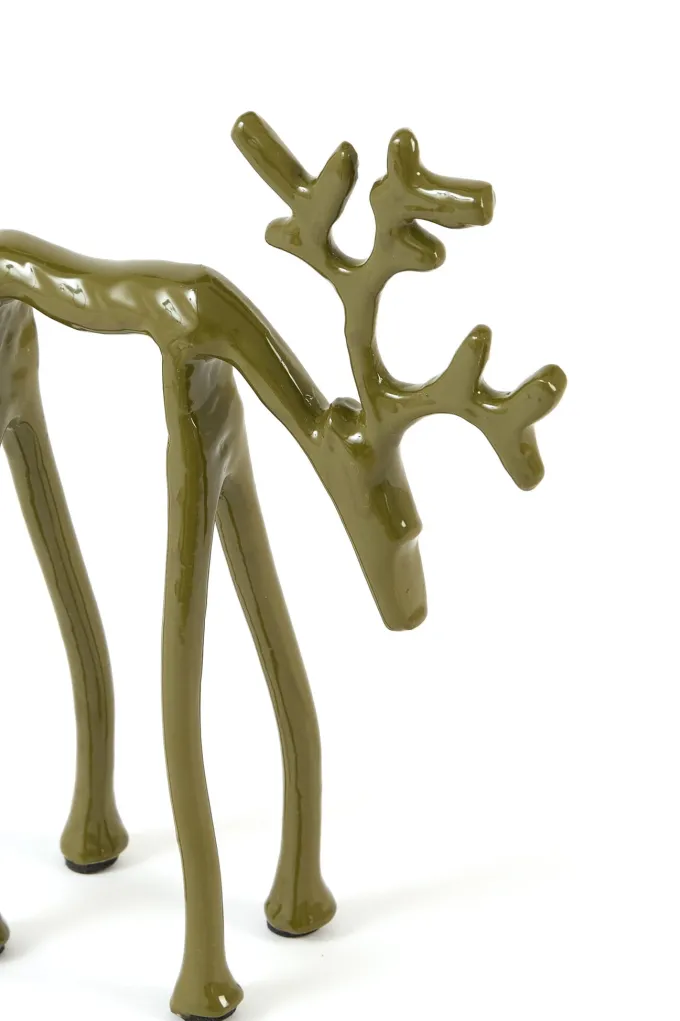 Light en Living Ornament 15x6x20 cm DEER glans olijf groen