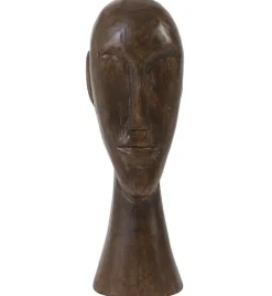 Light en Living Ornament 12x11x38 cm HEAD in bruin hout