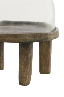 Light en Living Plateau met stolp Ø27x30 cm BIA mangohout bruin + glas