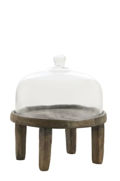 Light en Living Plateau met stolp Ø27x30 cm BIA mangohout bruin + glas