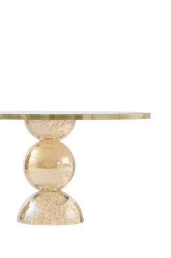 Light en Living Plateau op voet Ø30x17 cm ITINGA glas bubbel amber