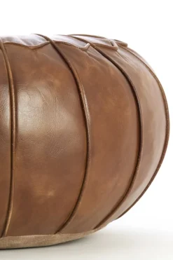 Light en Living Poef Ø58x32 cm CALIMA leer bruin