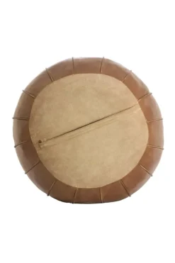Light en Living Poef Ø58x32 cm CALIMA leer bruin
