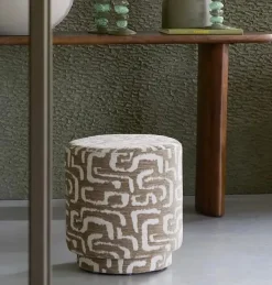 Light en Living Poef Ø40x44 cm DAVONTE groen-grijs+beige