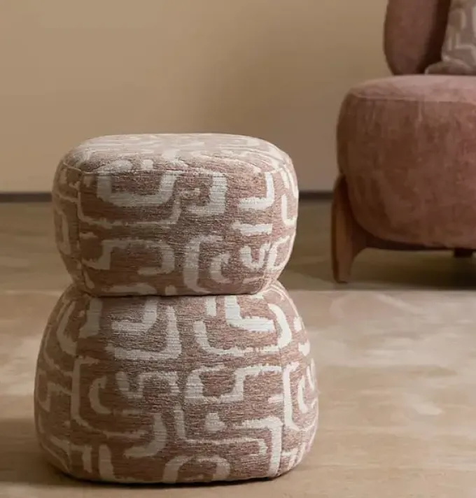 Light en Living Poef Ø40x46 cm LEYLA terra+beige