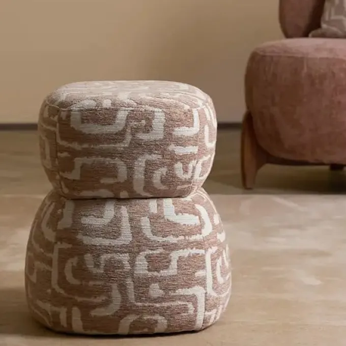 Light en Living Poef Ø40x46 cm LEYLA terra+beige