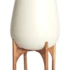 Light en Living Pot deco op voet Ø59x82 cm KARUNA hout+mat crème