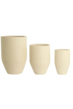 Light en Living Pot deco Set van 3 Ø30x46 + Ø40x55 + Ø52x71 cm SIROLO crème