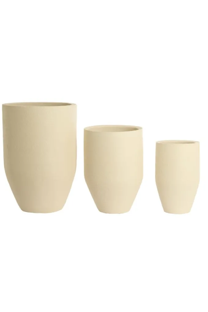 Light en Living Pot deco Set van 3 Ø30x46 + Ø40x55 + Ø52x71 cm SIROLO crème
