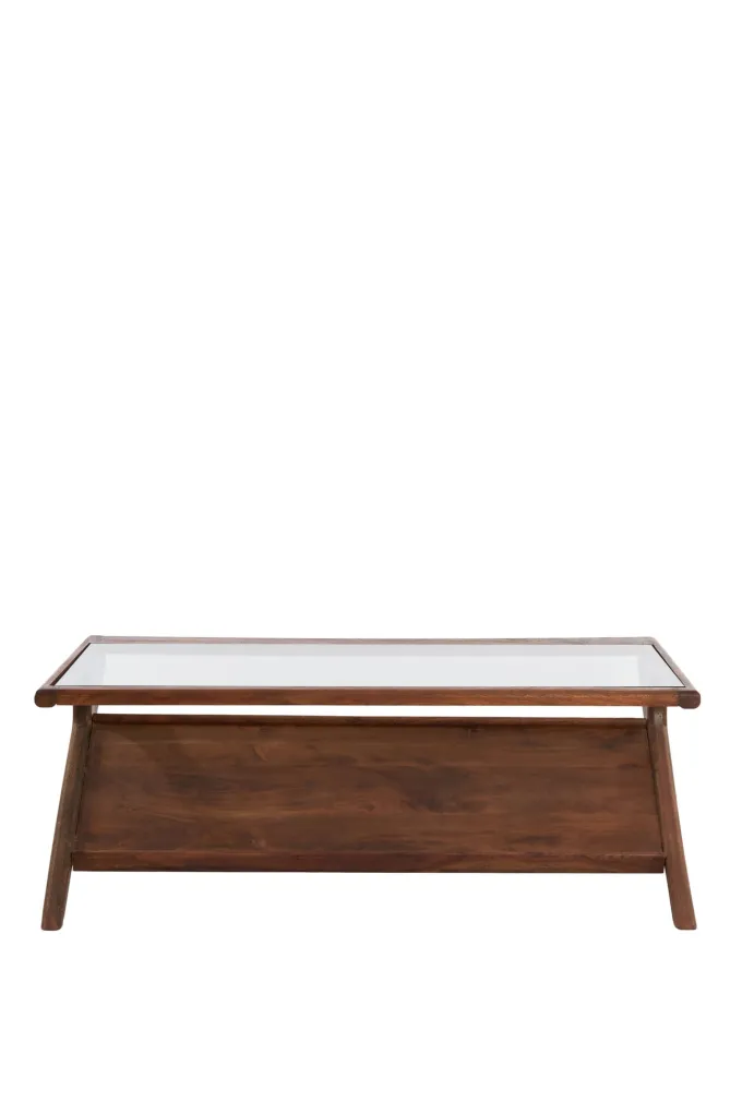 Light en Living Salontafel 112x70x41 cm YUKI acacia hout donker bruin+glas