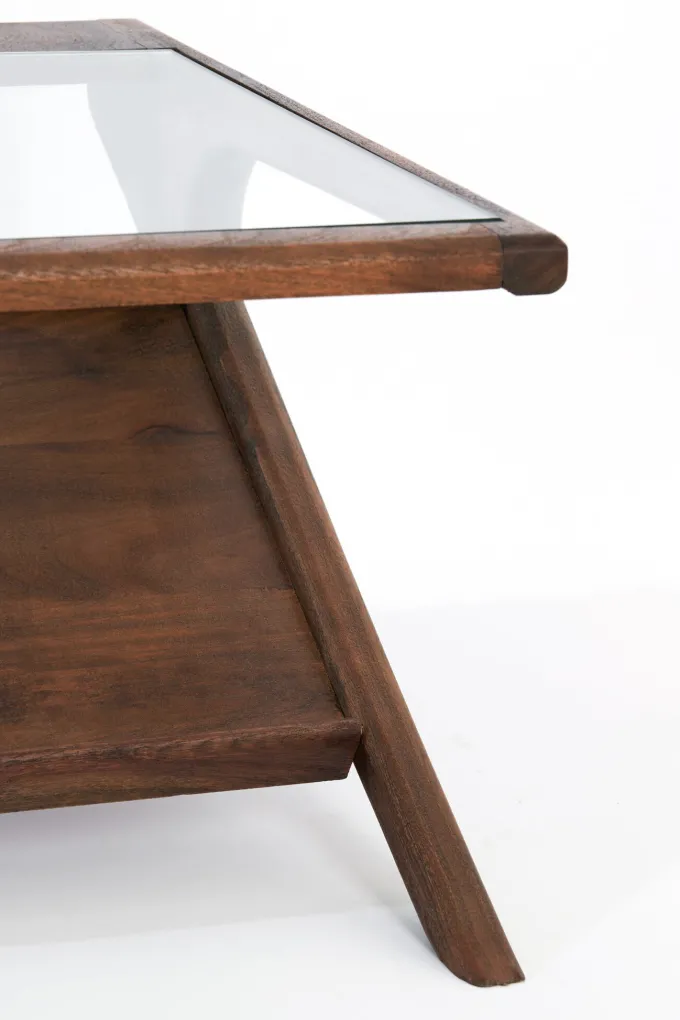 Light en Living Salontafel 112x70x41 cm YUKI acacia hout donker bruin+glas