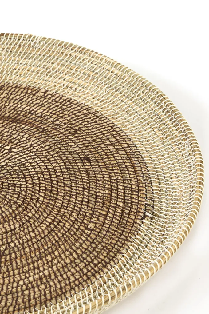 Light en Living Schaal/wandorn Set van 2 Ø40x4,5+Ø50x6 cm BURICA zeegras nat+crème
