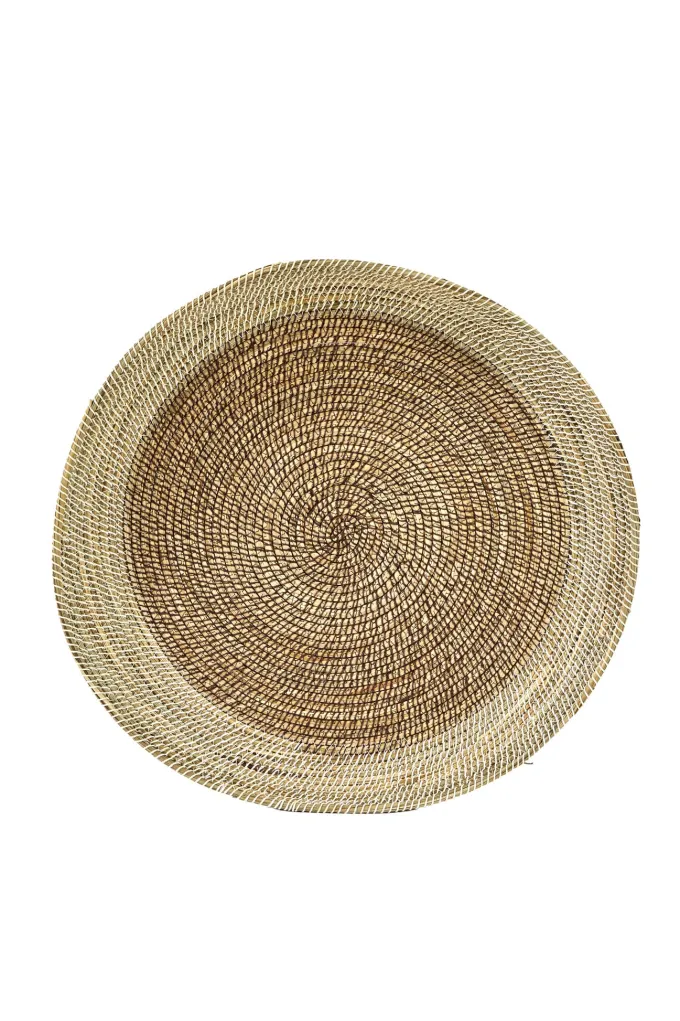 Light en Living Schaal/wandorn Set van 2 Ø40x4,5+Ø50x6 cm BURICA zeegras nat+crème