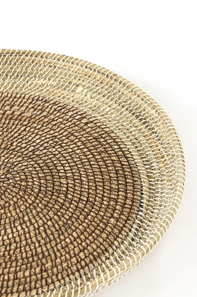 Light en Living Schaal/wandorn Set van 2 Ø40x4,5+Ø50x6 cm BURICA zeegras nat+crème